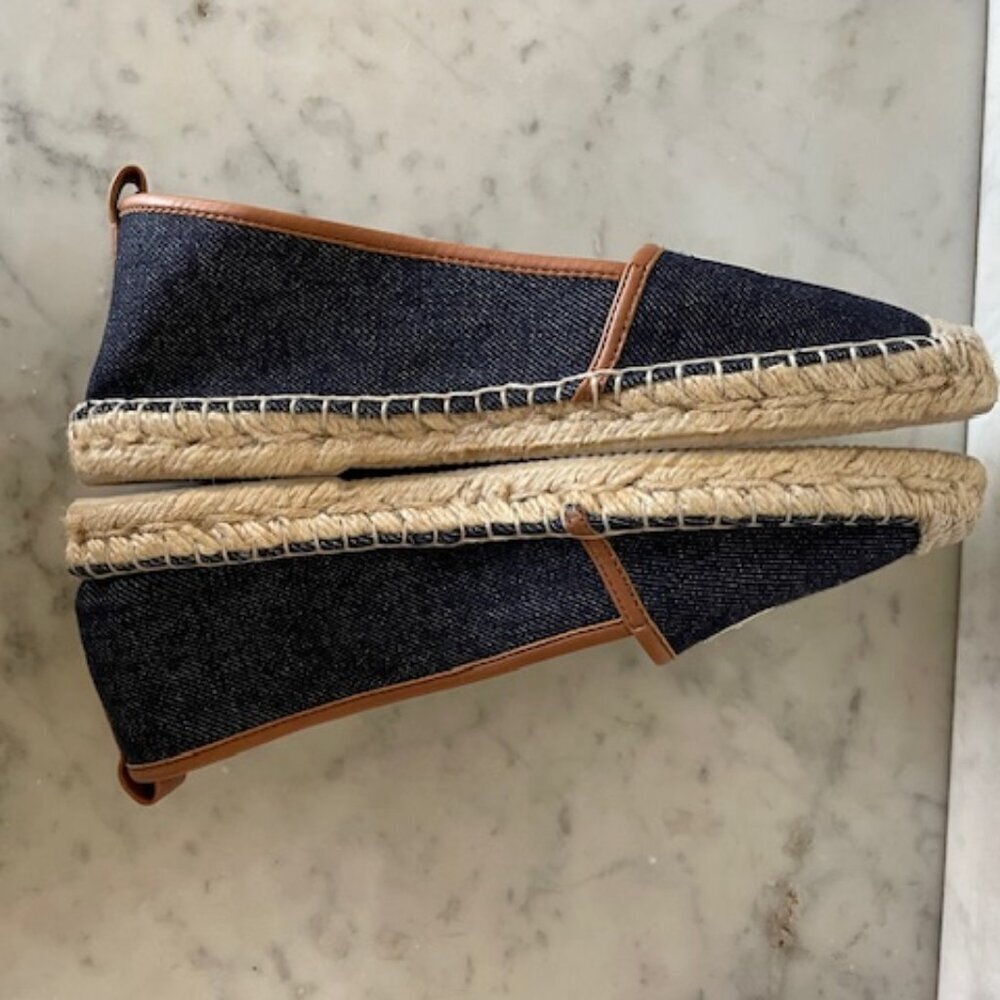 KATE SPADE Lara Denim Jute Leather Tab Espadrille Flat 7 - Picture 14 of 16